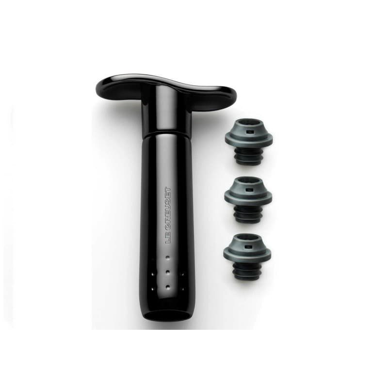 Pompe à vin + bouchon Le Creuset